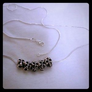 Antique silver skull necklace